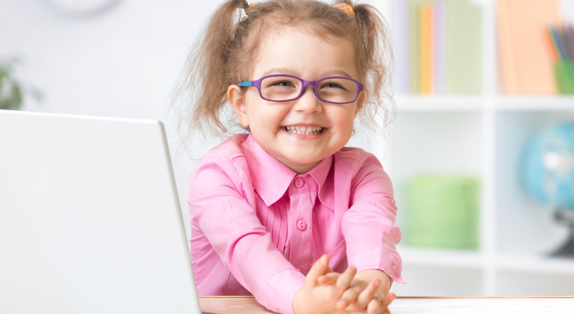 Toddler girl wearing glasses